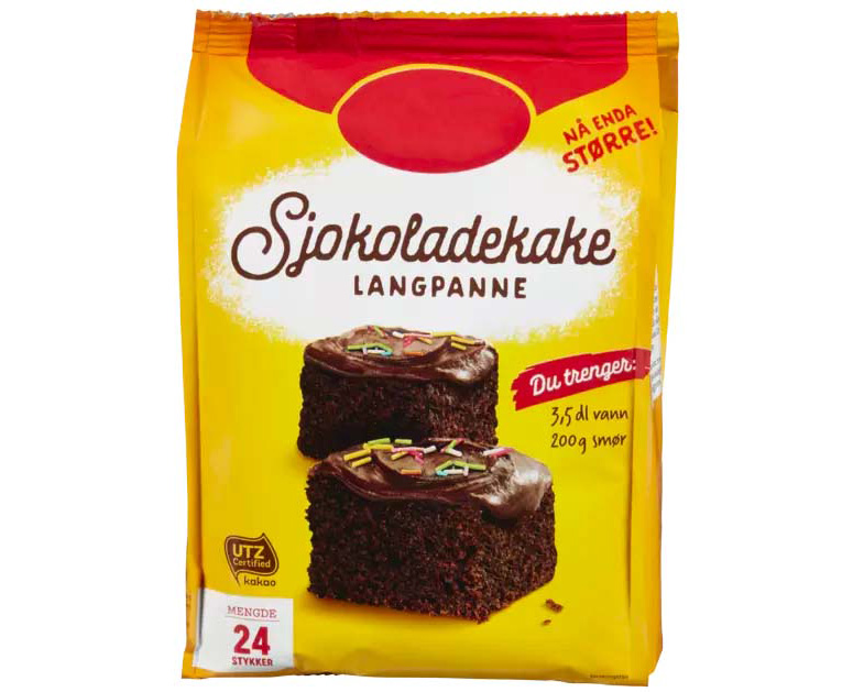 Foto av en Sjokoladekake langpannepose.