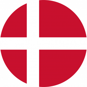 Det danske flagget, formet som en sirkel.