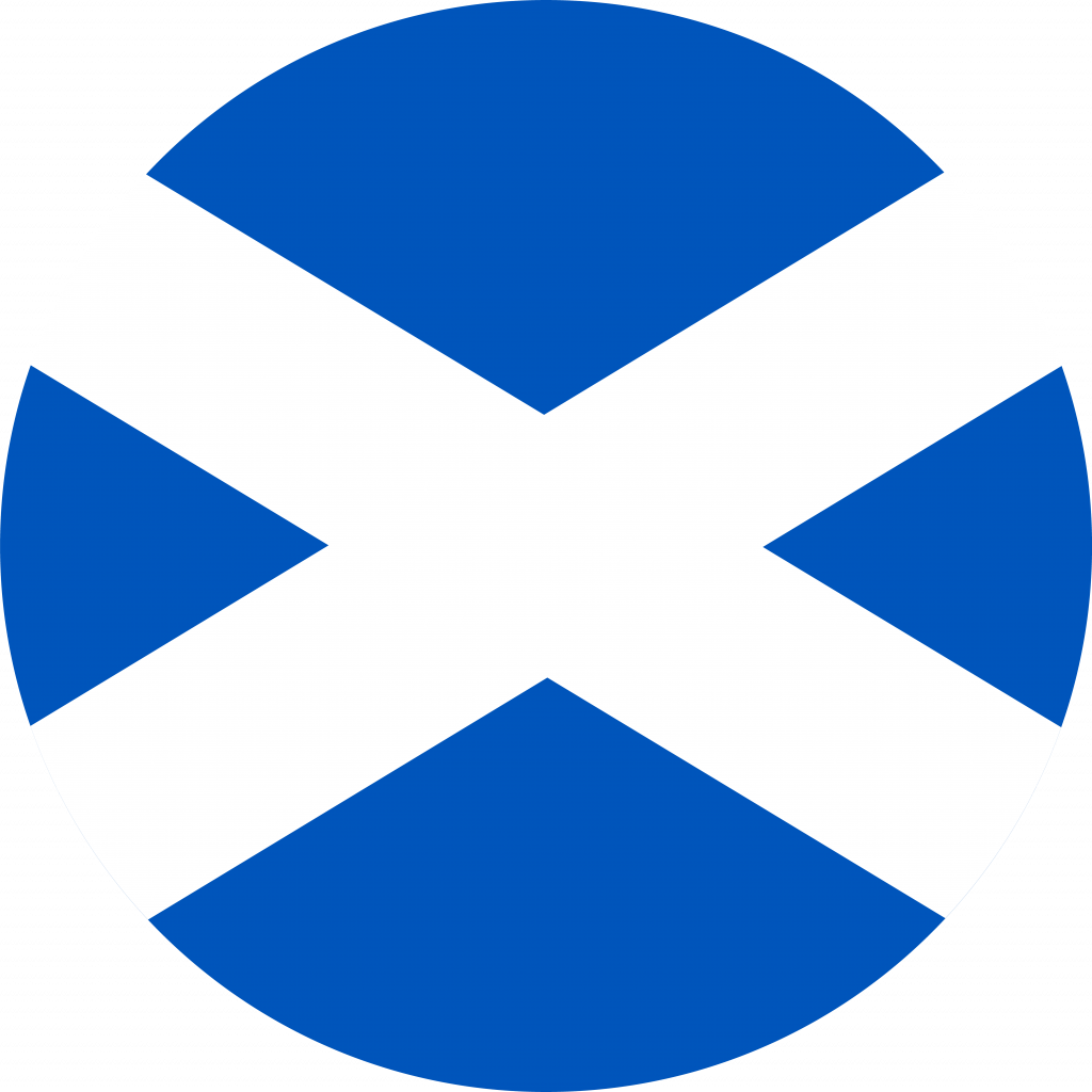 Det skotske flagget formet som en sirkel