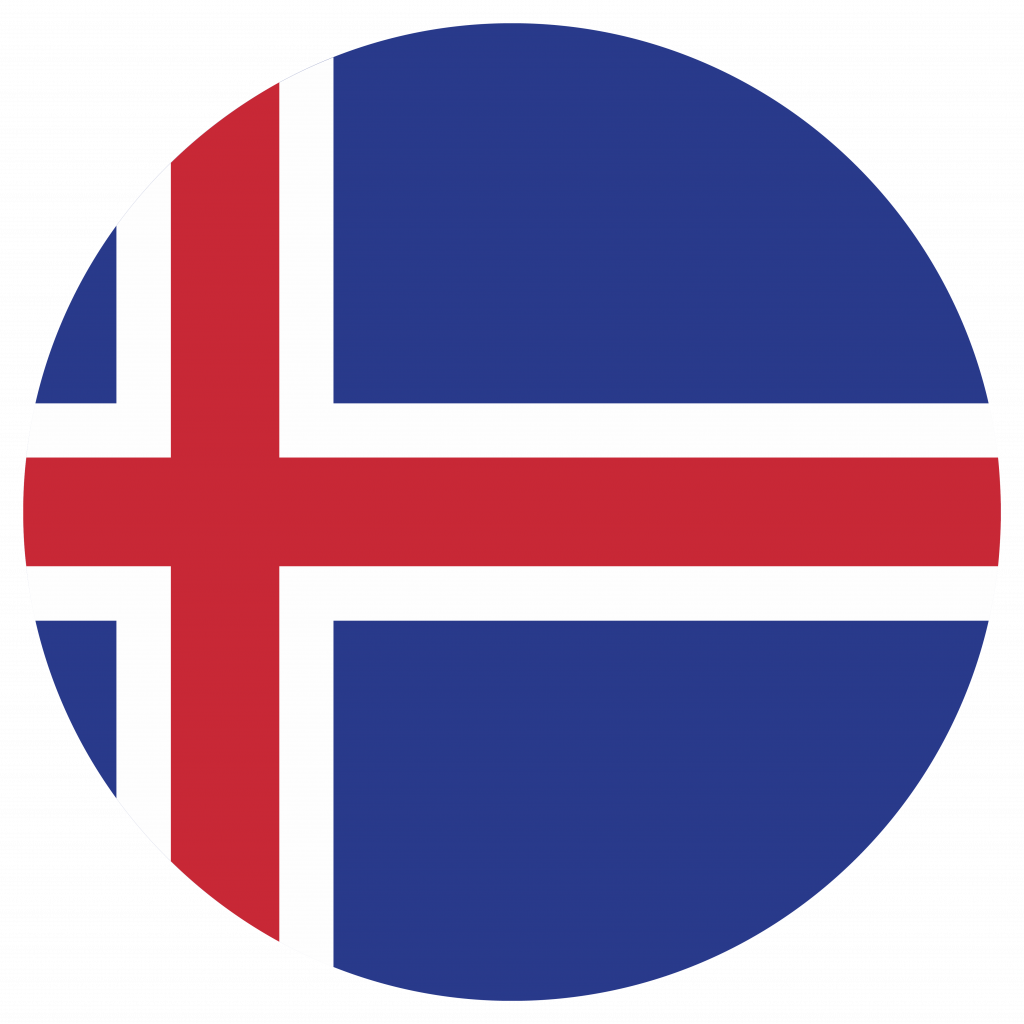 Det islandske flagget formet som en sirkel.